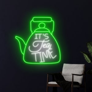 Tea Time Neon Sign, Tea Pot Neon Light, Tea Pot LED Light, Tea Led Sign, Drink Shop Wall Room Art Decor, Club Neon Light, Tea Party Led Sign