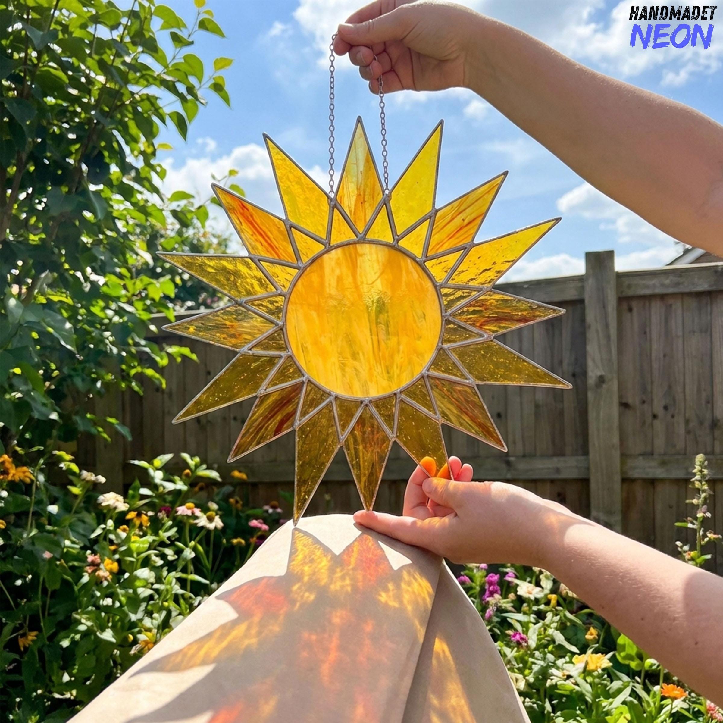 Custom Stained Glass Sun Suncatcher, Celestial Sun Window Hanging, Housewarming Gift