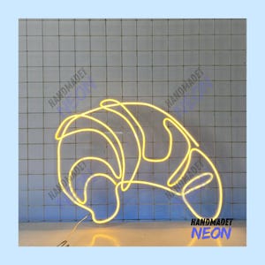 Croissant neon sign, croissant led neon sign, bakery neon lights, croissant dough neon sign, baking light up sign