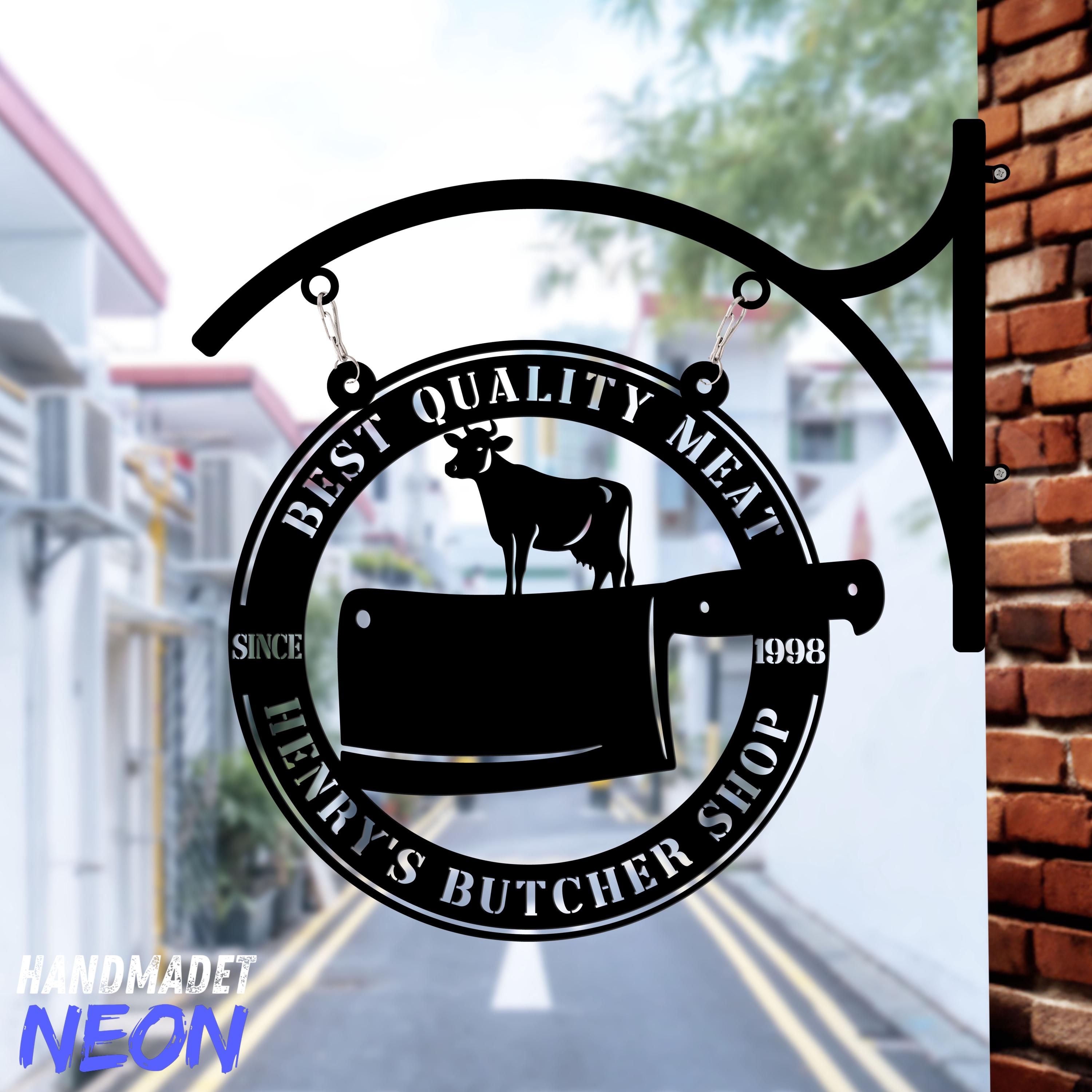 Personalized Butcher Shop Hanging Sign, Custom Outdoor Meat Market ...