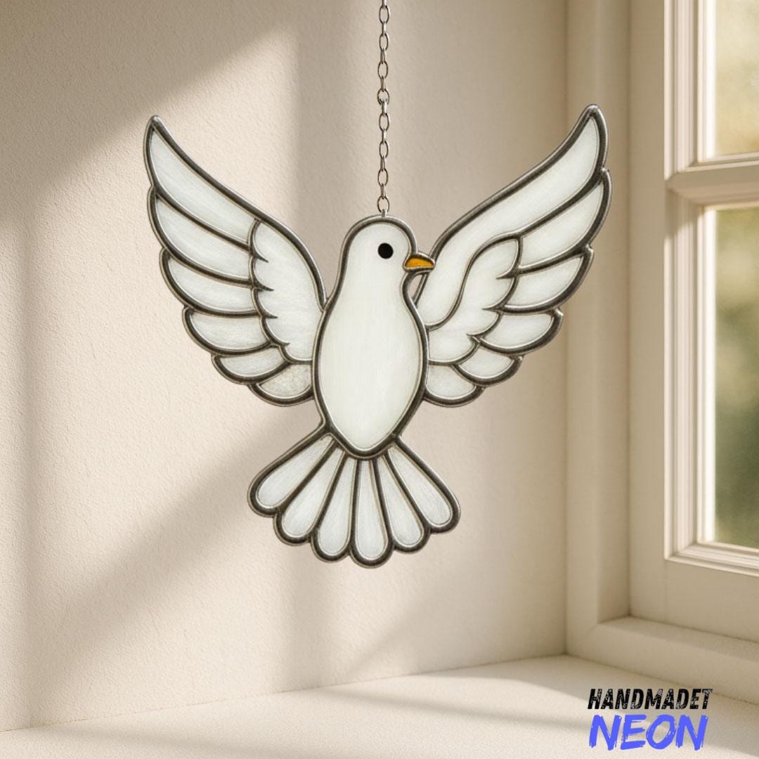 Dove Stained Glass Suncatcher: Handmade Dove Bird Window Hanging, Peace ...