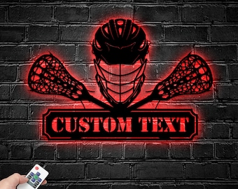 Custom Lacrosse Metal Wall Art LED Light - Personalized Playing Lacrosse Name Sign Home Decor - Lacrosse Metal Light, Lacrosse Metal Sign