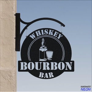 Personalized Bourbon Hanging Sign, Whiskey Bar Outdoor Metal Hanging Sign, Welcome To Bar Metal Blade Sign, Wine Bar Pub Metal Business Sign