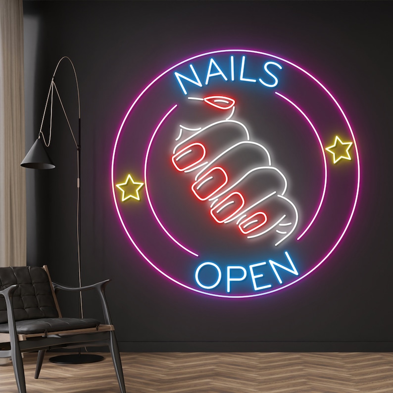 Fancy Nails Sign Custom Woman Nail Neon Sign, Personalized Nail Salon LED Light, Lady ...