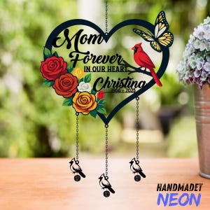 Personalized Mom Memorial Metal Wind Chimes Rattle, Custom Mom Memorial Wind Chime with Name, Mom Loss Gift, Ideal Memorial Gift for Mom