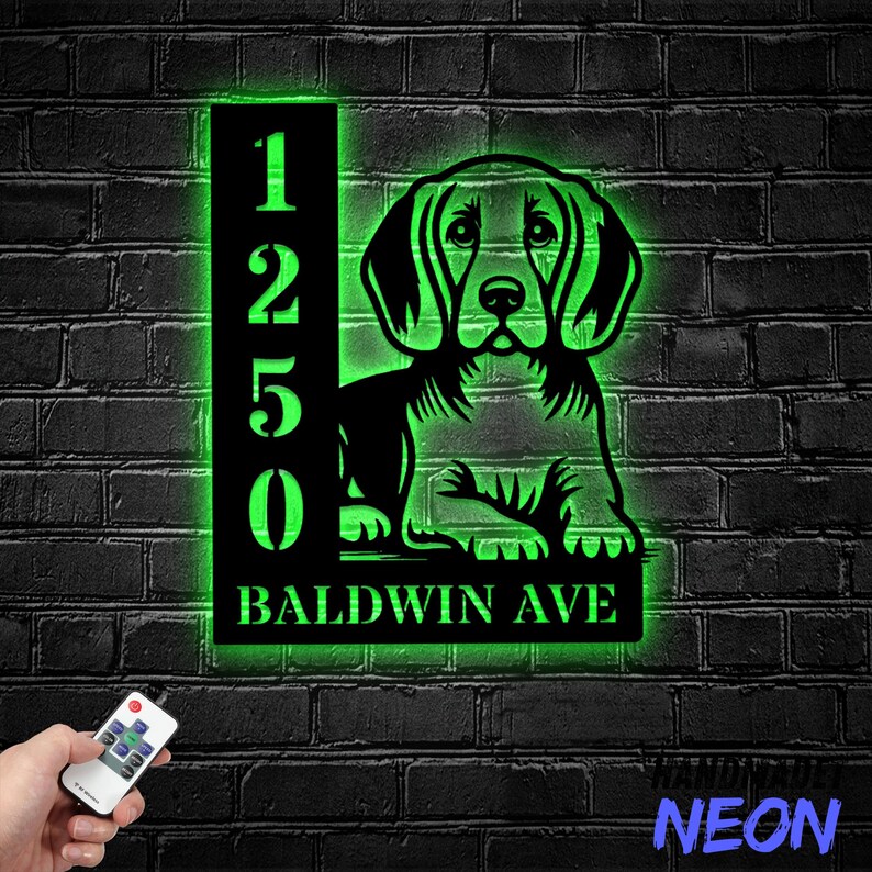 Personalized Beagle Dog House Number, Beagle Dog Home Number Metal Wall ...