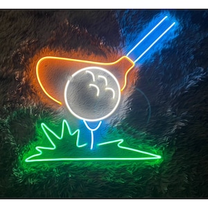 Sinal LED de golfe, luzes LED de golfe, sinal de néon para jogar golfe, sinal de néon personalizado, sinal de néon para amantes de golfe, luz de néon de golfe, melhores presentes, decoração de parede