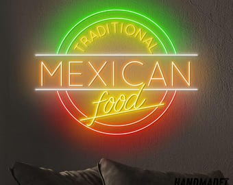 Mexican Food Neon Sign, Traditional Mexican Food Led Sign, Neon