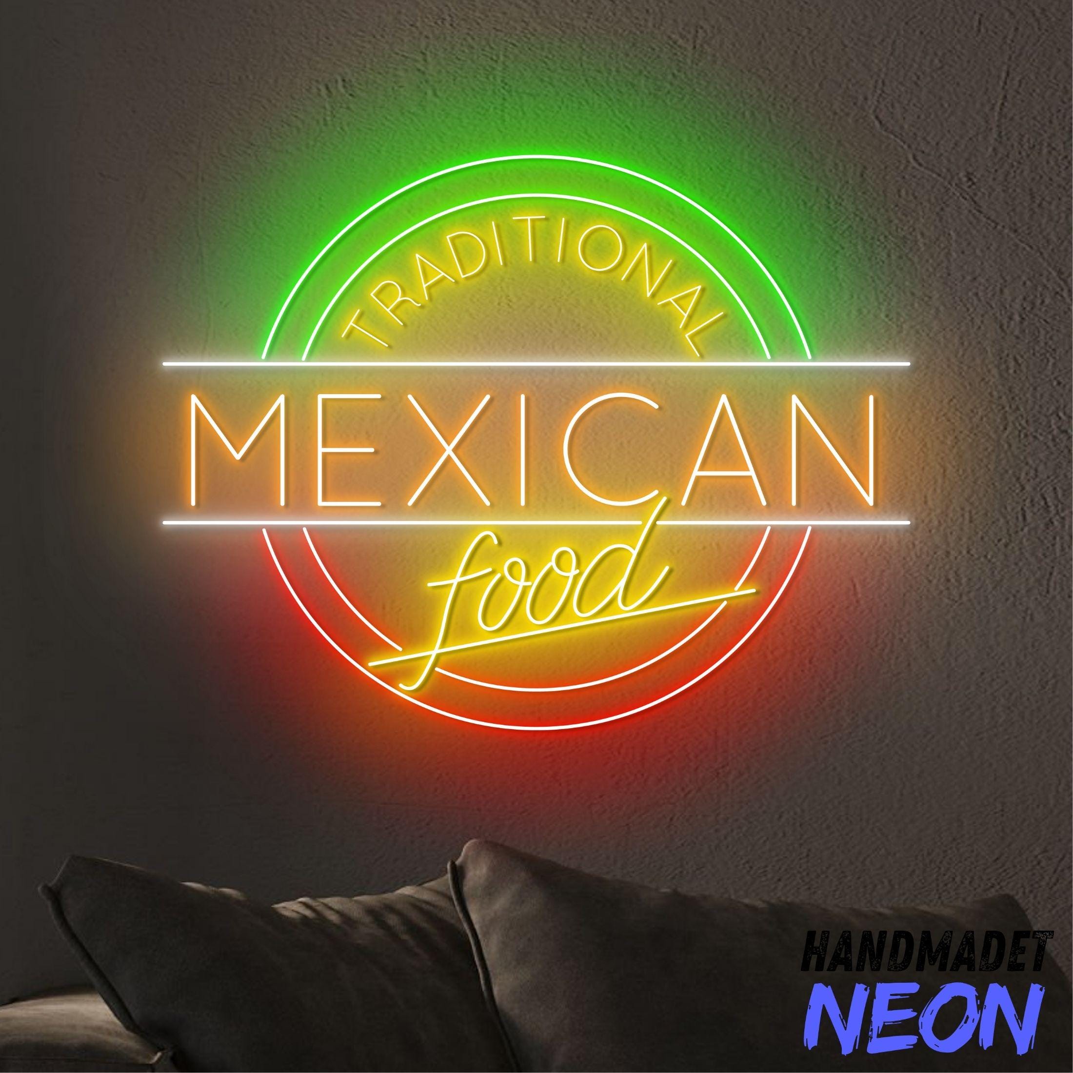 Mexican Food Neon Sign, Traditional Mexican Food Led Sign, Neon