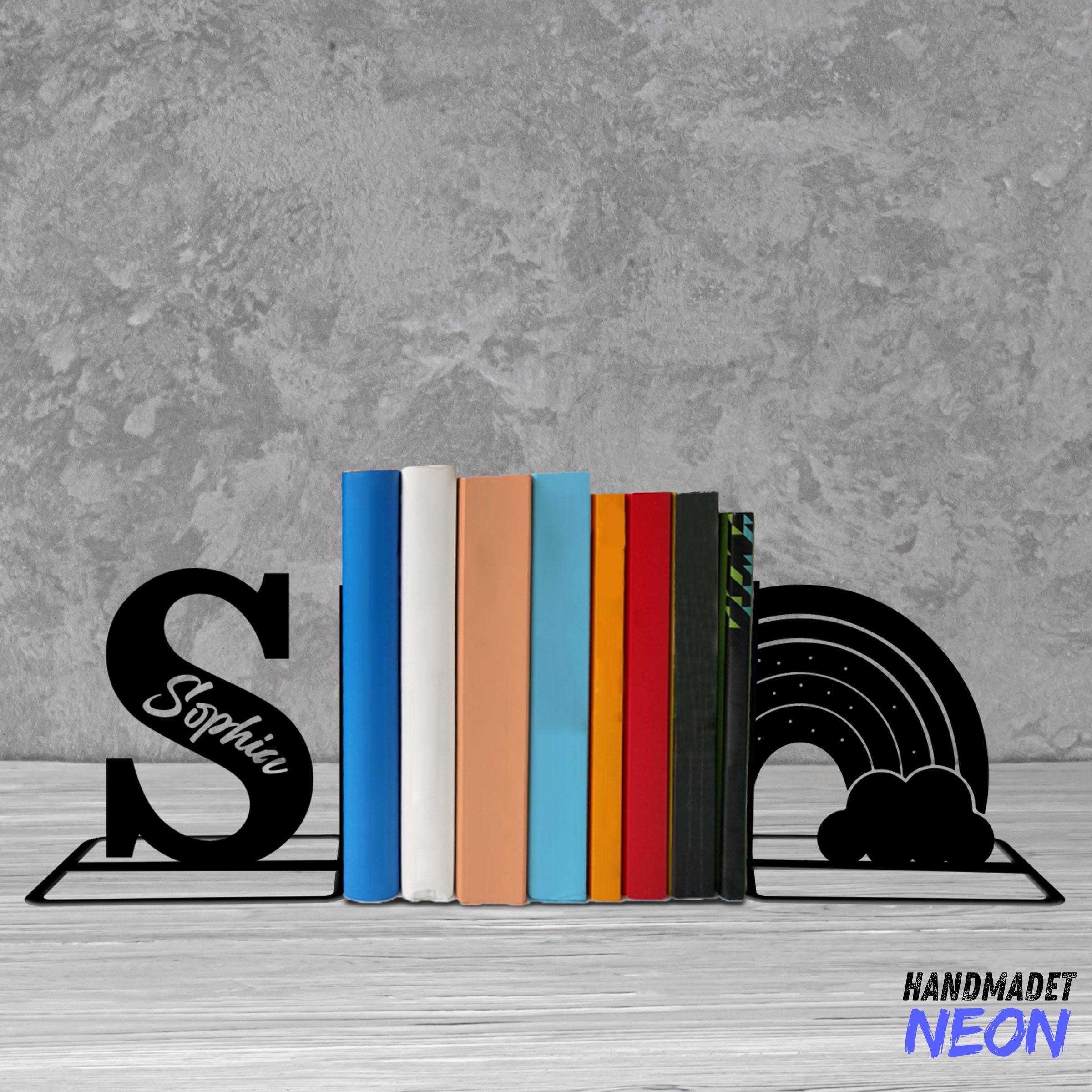 Custom Rainbow Cloud Metal Bookends, Baby Name Bookend, Rainbow Table ...
