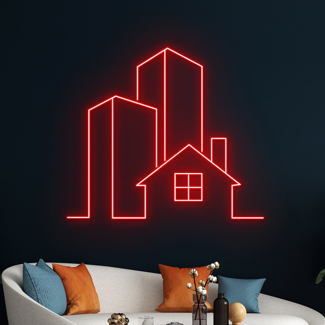 House Building Led Sign, Real Estate Neon Light, Real Estate Neon Sign ...