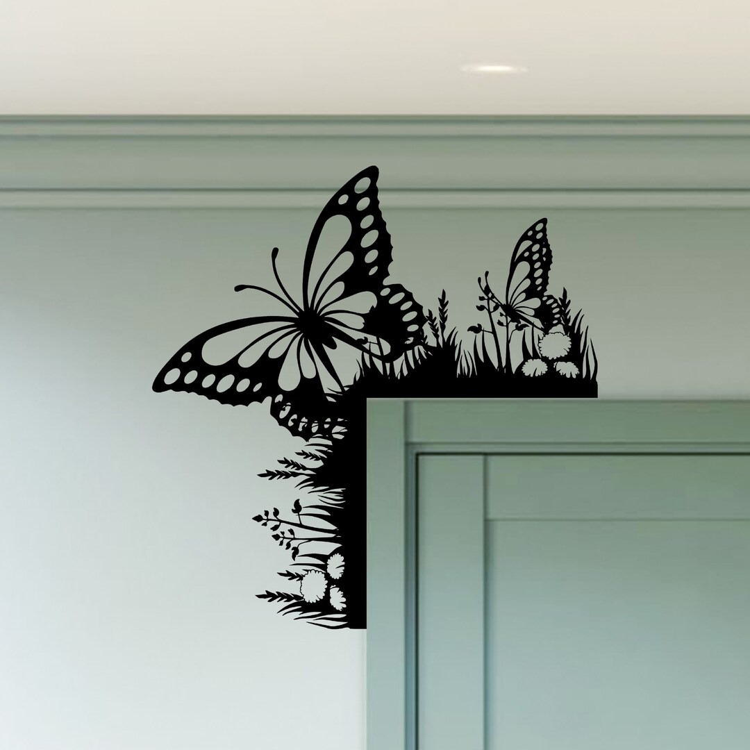 Personalized Butterfly Door Corner Metal Wall Art, Butterfly Metal Sign ...