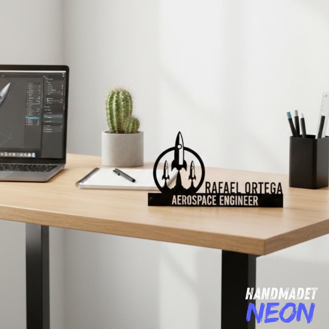 Personalized Engineer Desk Name Plate for Office Decor, Custom Metal ...