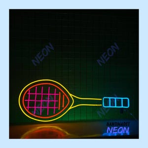 Tennis Racket Sign Custom Tennis Racket Neon Sign, Badminton Racket Led Neon Light, Custom Sport ...