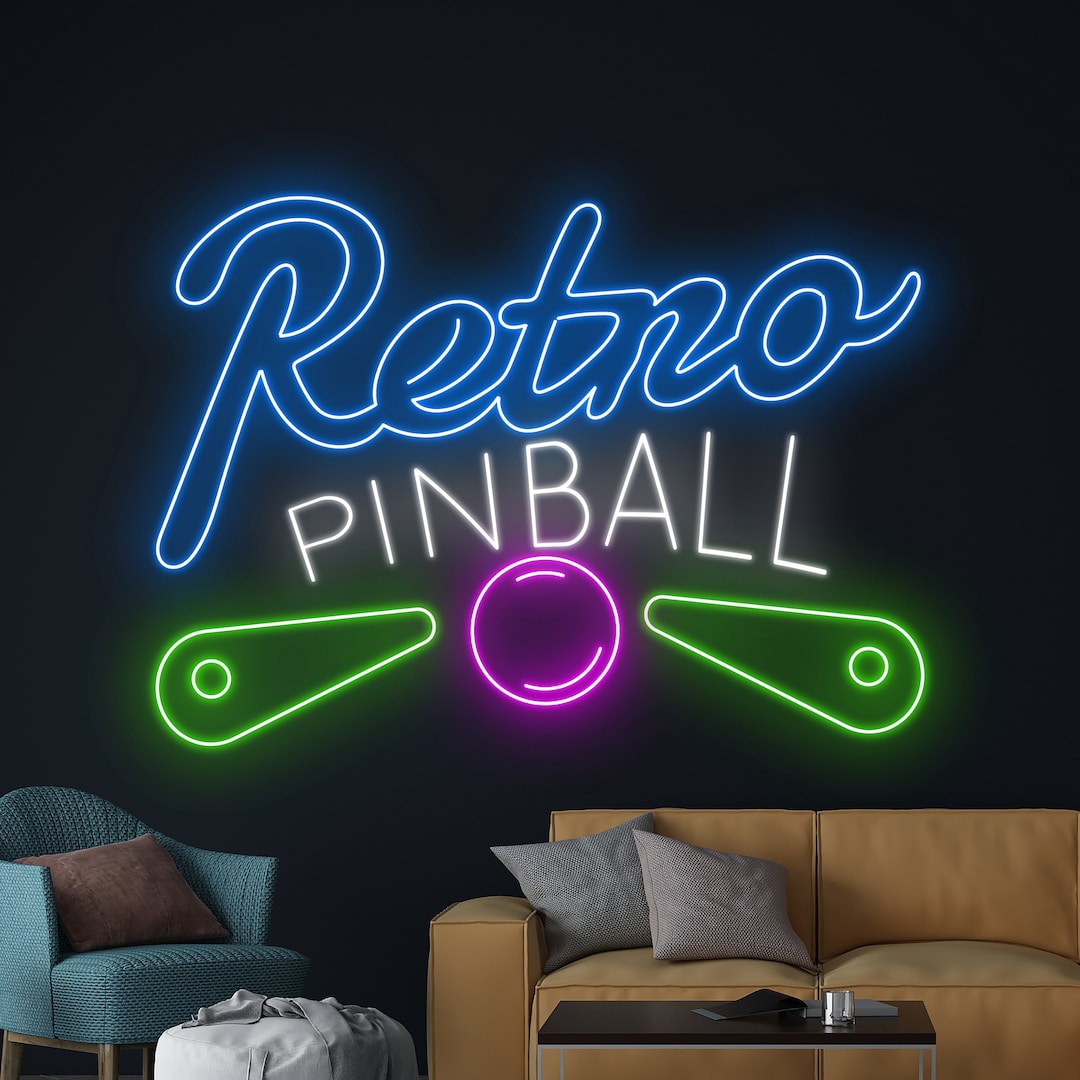 Retro Pinball Neon Sign, Pinball Retro Led Light, Pinball Neon Light ...