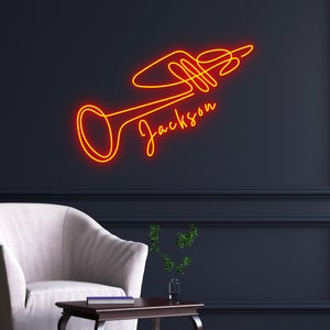 Custom Name Trumpet Neon Sign, Trumpet Neon Led, Trumpet Wall Decor, Neon Sign, Music Neon Sign, Custom Neon Sign, Musical Instrument