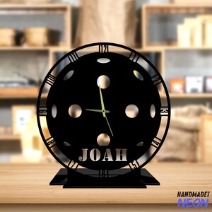 Custom Pickleball Ball Tabletop Metal Clock, Pickleball Office Desktop Clock, Sport Desk Circle Clock, Bookshelf Decor, Clock Home Decor