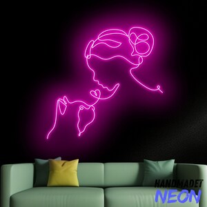Cat And Girl Neon Sign, Cat Line Art Led Sign, Cat Lover Neon Light, Custom Cat Led Light, Cat Room Wall Art, Cat Pet Home Wall Decor
