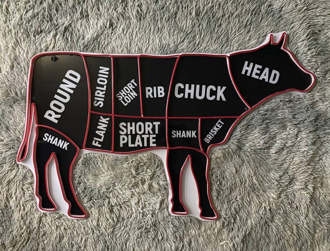 Cow Neon Sign Butcher Shop Led Sign Wall Decor Cow Led - Etsy