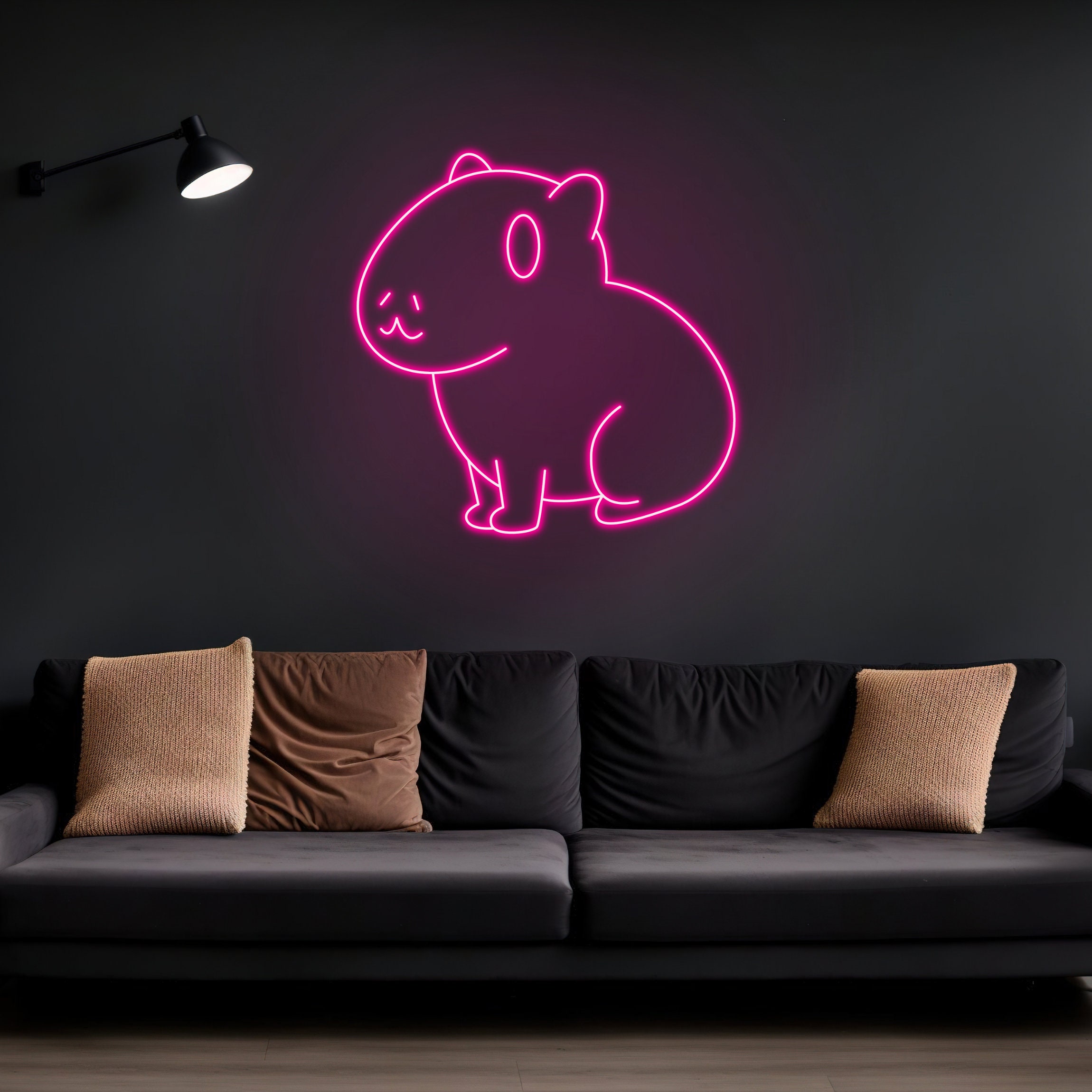 Capybara Neonschild – Niedlich Mit Brille, Gelb-grünes LED-Licht, USB-Betrieb, Fürs Kinderzimmer & Deko
