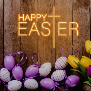 Señal de neón de Pascua feliz, regalos de Pascua, decoración de Pascua, decoración de Pascua, cesta para la decoración del dormitorio de la guardería de neón de Pascua iluminada, los mejores regalos