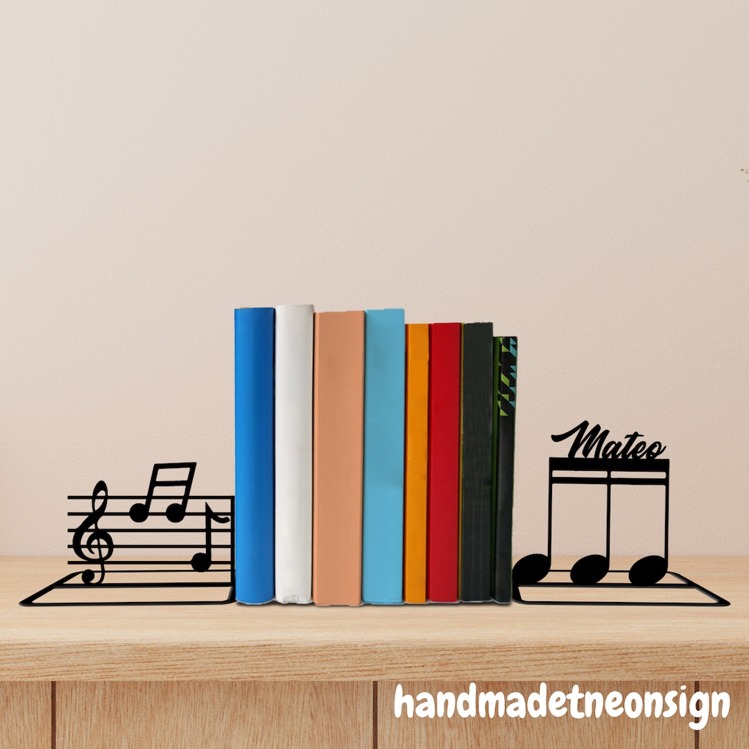 Custom Music Note Metal Bookends Teacher Name Bookend, Artist Table ...