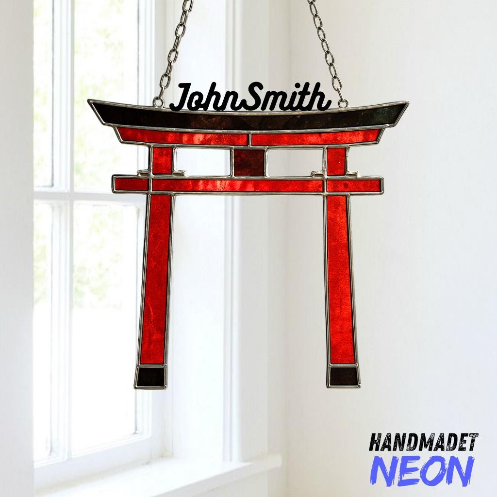Rakutao公式さま専用　飾り窓　ハンドメイド雑貨 日本の鳥居ステンドグラスサンキャッチャー、カスタム名入れ窓飾り