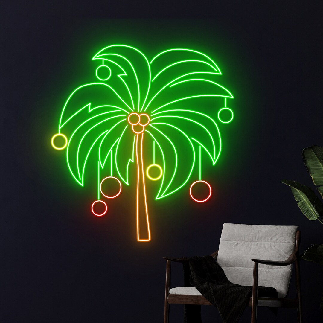 Christmas Palm Tree Neon Sign Merry Christmas Palm Tree Led - Etsy