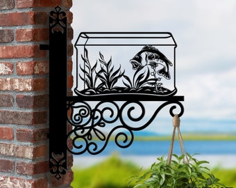 Soporte para colgar peces personalizado, soporte para cesta colgante para acuario, soporte para colgar peces para jardín, letrero de metal con forma de pez para decoración de jardín