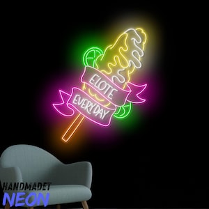 Elote Everyday Neon Sign, Elote Corn Led Sign, Elote Led Light, Neon Light For Mexican Food Store Wall Art, Mexican Restaurant Wall Decor