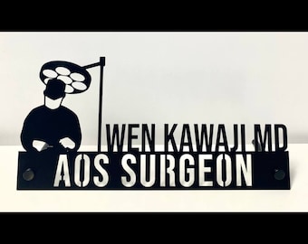 Custom AOS Surgeon Desk Name Plate, Surgeon Metal Nameplate For Desk, Desk Nameplate, Surgeon Office Decor, Surgeon Metal Name Plate