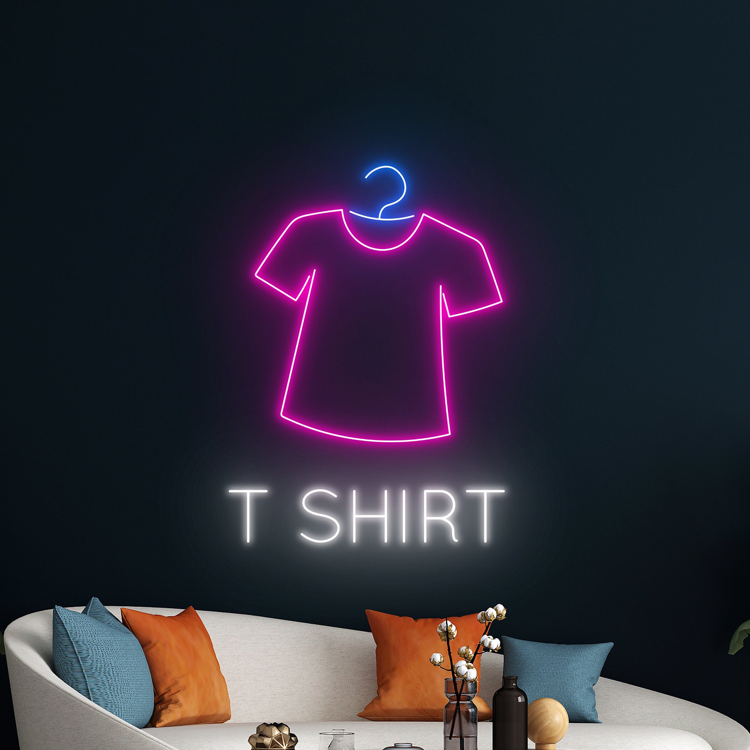 T Shirt Neon Sign, T Shirt Led Sign, Wardrobe Hanger Neon Light 