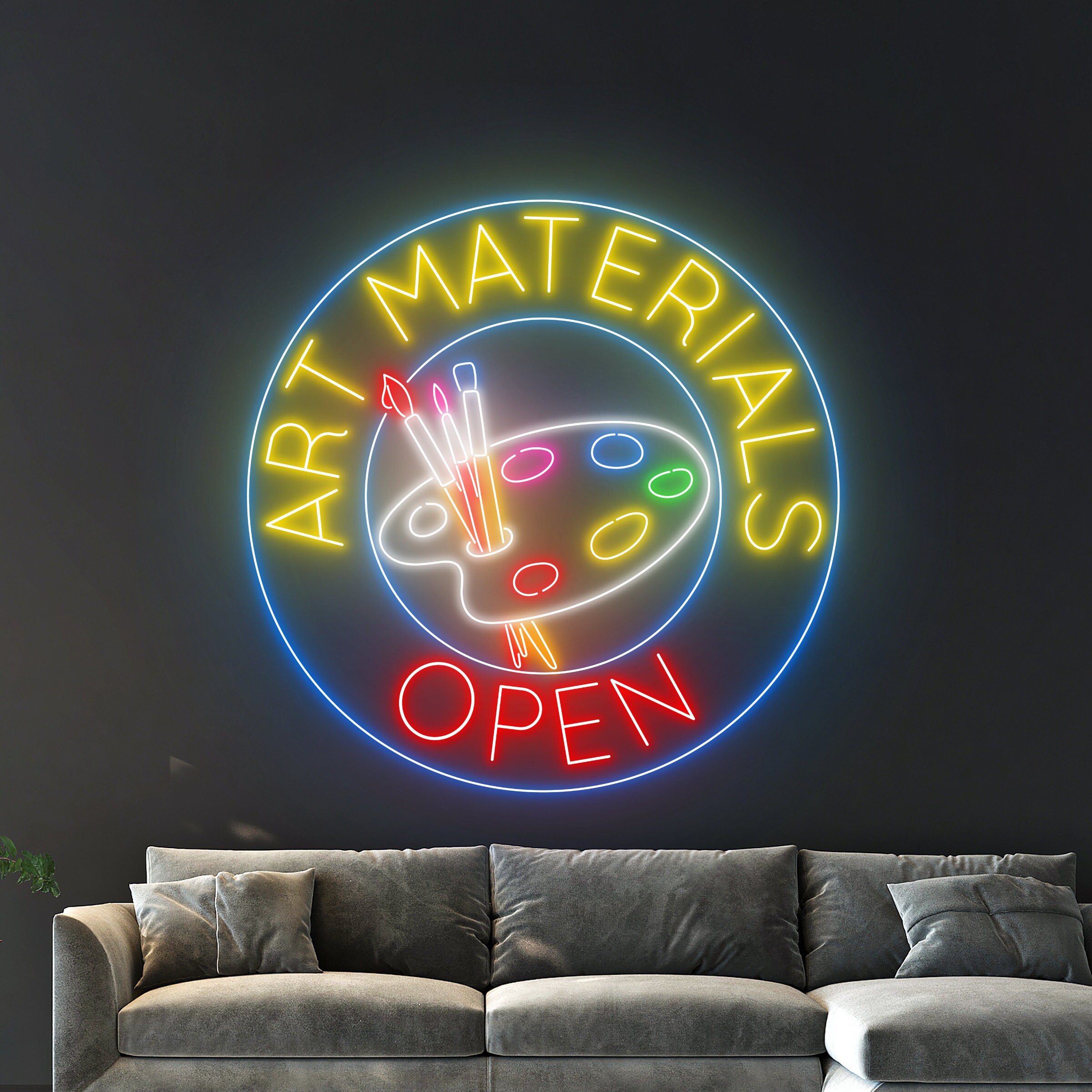 Open Art Materials Neon Sign, Art Materials Logo Neon Light, Art ...