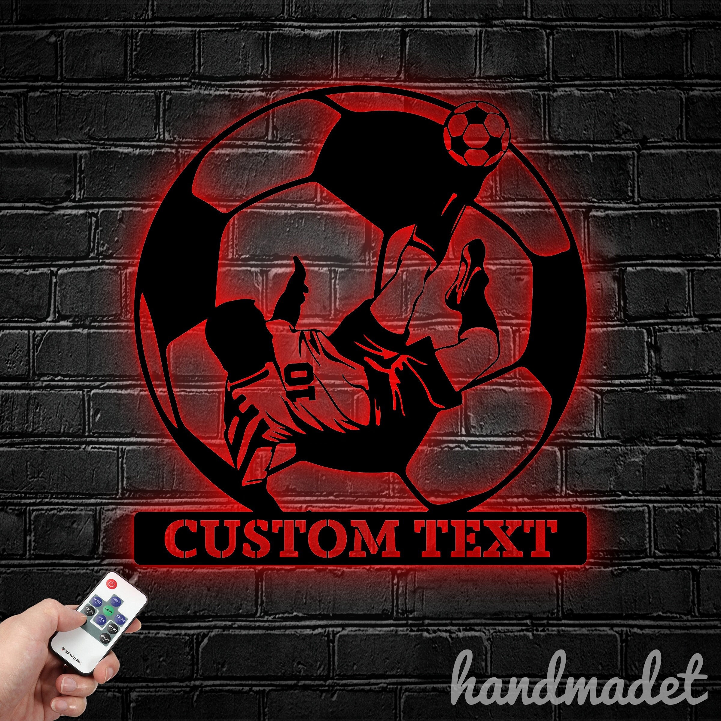 Custom Soccer Player Metal Wall Art LED Light, Soccer Player Metal Sign, Soccer Metal Light, Fan Club Decor, Best Gift For Dad, Wall Decor
