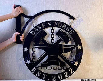 Personalized Blacksmith Metal Hanging Sign: Custom Business Logo