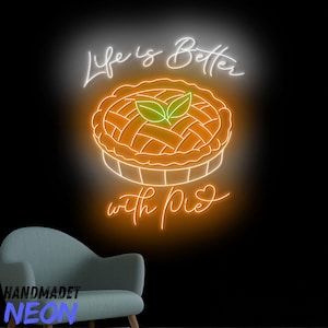 Życie jest lepsze z neonowym znakiem Pie, Pie Cake Shop LED Sign, Pie Cake Neon Light, Pie Led Light, Pie Store Wall Art, Cake Bakery Wall Decor