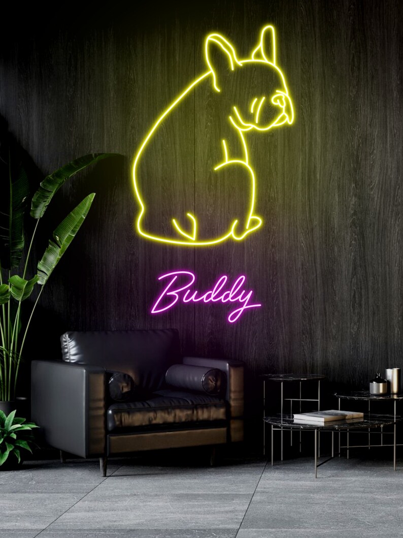 Custom Dog Name Neon Sign French Bulldog Neon Sign Custom Dog Pet