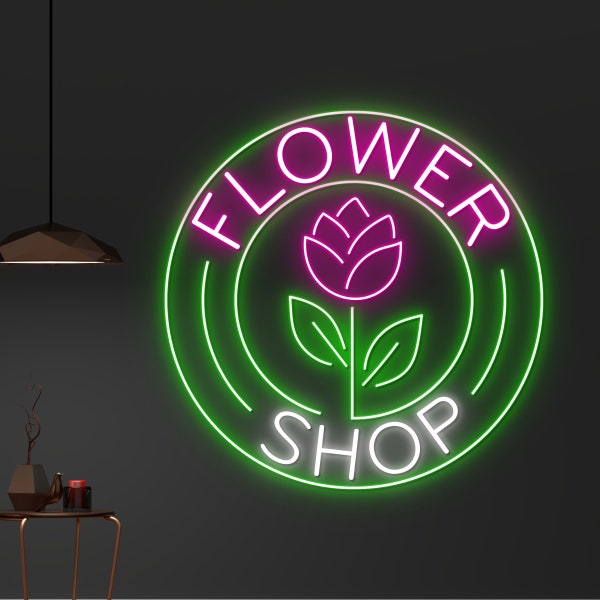 Custom Flower Shop Neon Light, Floral Shop Neon Sign, Flower Led Light, Welcome Glowing Signboard, Garden Decor,Store Shop Wall Art Lighting