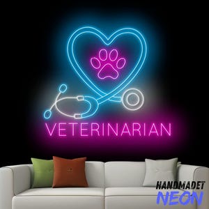 Veterinarian Neon Sign, Veterinary Led Sign, Paw Dog Cat Neon Light, Pet Lover Led Light, Pet Hospital Wall Art, Dog Cat Home Wall Decor