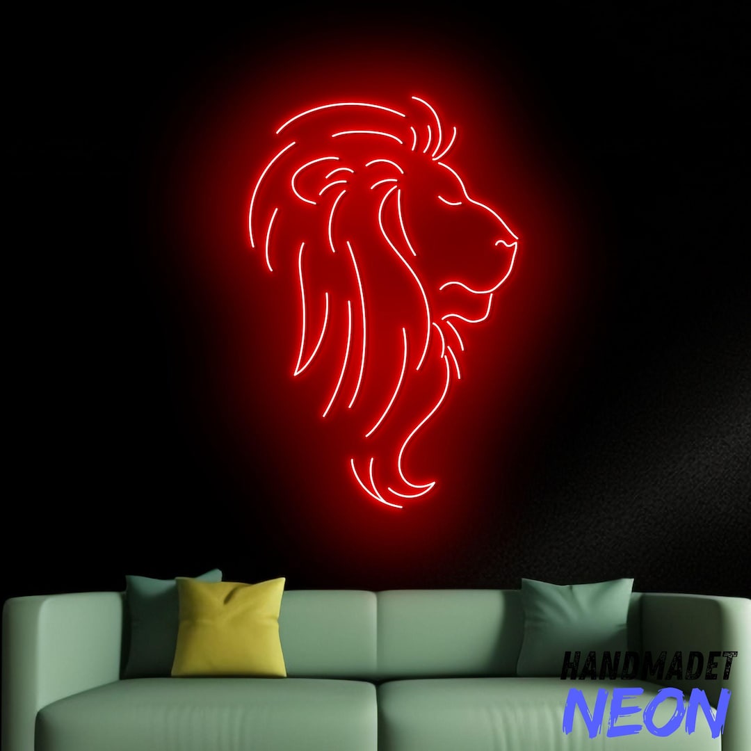 Lion Neon Sign, Lion Head Led Sign, Lion Led Light, Lion Animal Neon ...