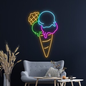 Ice Cream Neon Sign, Ice Cream Led Sign, Ice Cream Led Sign, Custom Neon Sign, Home Decor, Bar Neon Sign, Entrance way decor