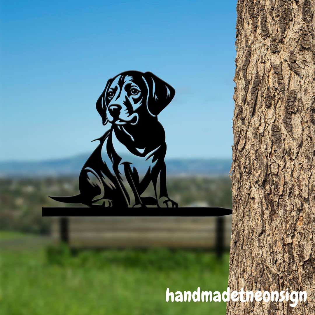 Personalized Beagle Puppy on Branch Metal Tree Stake, Beagle Dog Garden ...