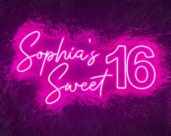 Custom Name Sweet 16 Neon Sign Sweet 16 Party Decorations Birthday, Friend Birthday Gifts for her Led Sign, Sweet 16 Birthday Led Signs