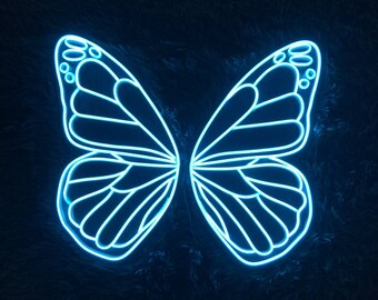 ENUOLI Butterfly Neon Sign – Blue LED Wall Light, USB/Battery Powered, For Bedroom, Living Room, Parties, Wedding, Gift