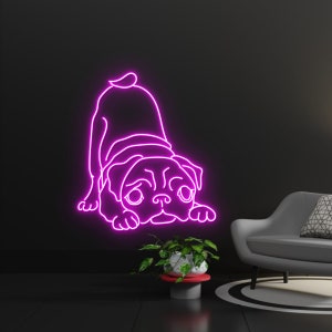 Pug Yoga Pose Led Sign,  Pug Dog Neon Sign, Wall Decor,  Cute Pug Led Light, Custom Neon Sign, Father&#39;s day gift, Neon Sign,  Pug Neon Light
