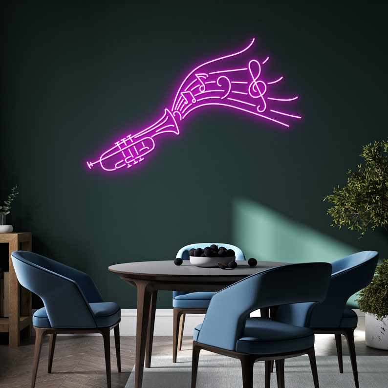 Custom Trumpet Music Flow Neon Sign, Trumpet Neon Led, Trumpet Wall ...
