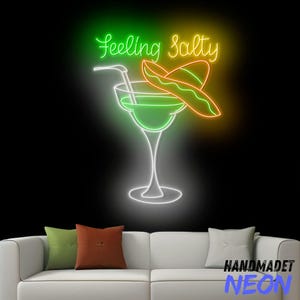 Feeling Salty Neon Sign Mexican Margarita Led Sign, Cocktail Neon Light, Margarita Led Light, Drink Bar Pub Wall Art, Liquor Home Wall Decor