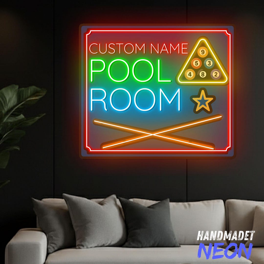Billiards Neon Sign, Pool Room Led Light, Custom Neon Sign, Game Room ...