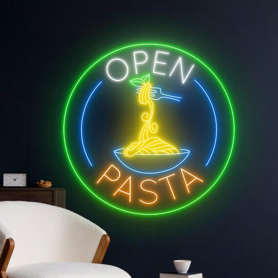 Pasta Open Neon Sign, Pasta Spaghetti Led Light, Italy Noddle Neon