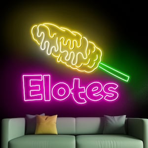 Elotes Neon Wall Sign, Grilled Mexican Street Corn Led Wall Light, Mexico Food Led Wall Sign, Corn Neon Wall Light, Restaurant Decor